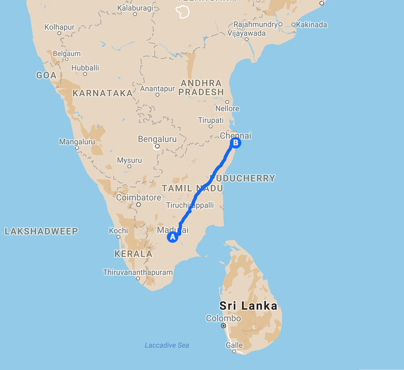 H&C south india map